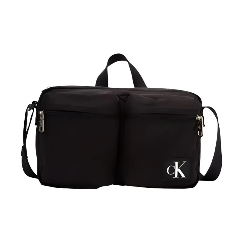 CALVIN KLEIN Fabric Shoulder Bag, Crossbody Bag, Handbag Medium Size Men's Black-0