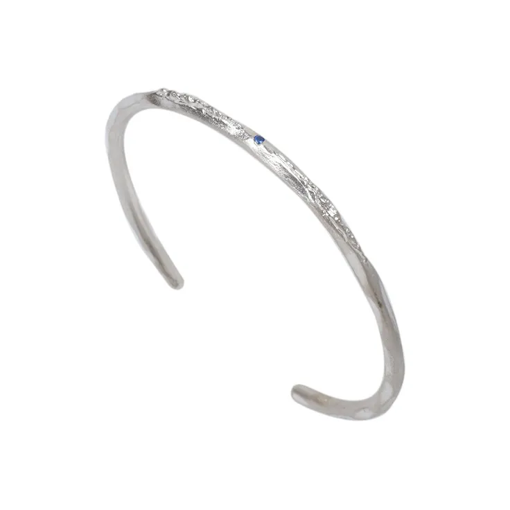 M.Wong 925 Sterling Silver Adjustable Opening Thin Bangle Unisex-0