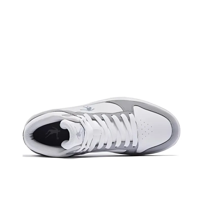 QIAODAN High Top Skateboard Shoes Men's White Gray-3