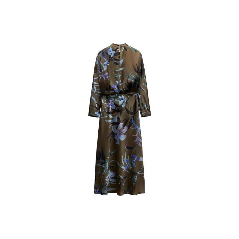 ZARA Long-Sleeved Dresses Women's Green/Blue-1