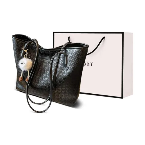 VINEY Synthetic Leather Shoulder Bag, Underarm Tote Large Size Women's Black