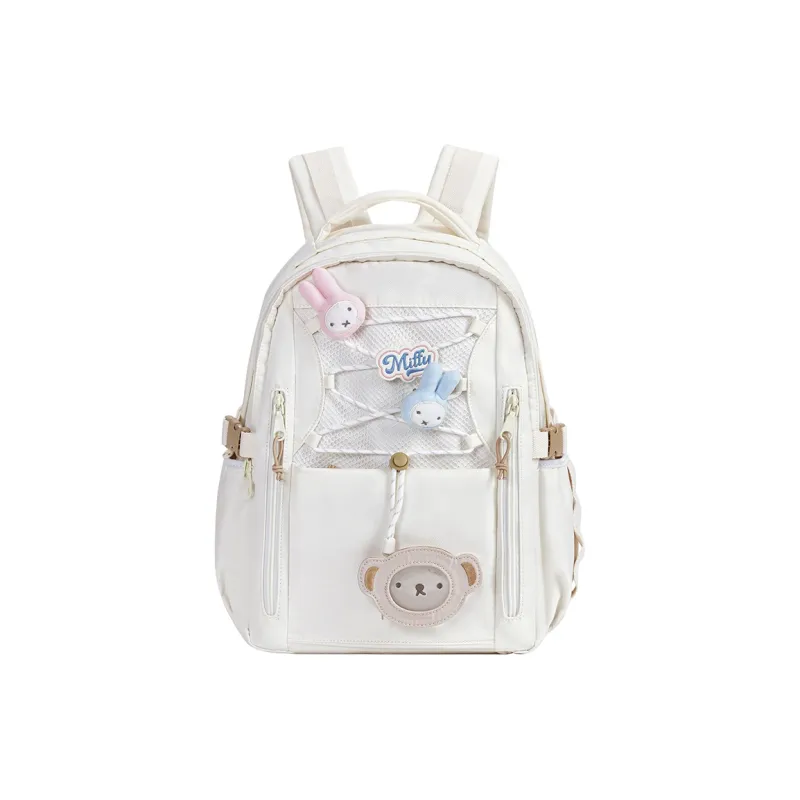 Miffy Fabric Backpack Medium Size Women's Blue Yellow Pink/Ecru-10