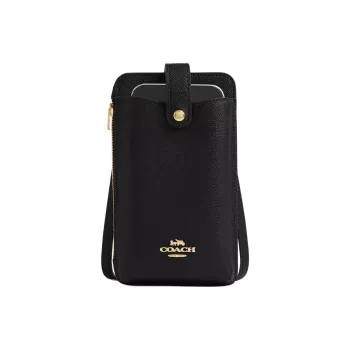 COACH Cross Stitch Leather Shoulder Bag Crossbody Bag Mini Women's Black