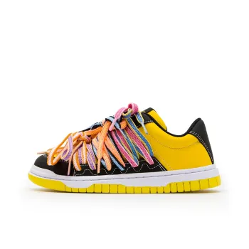YIBONI Coverage Anti Slip And Wear Resistant Low Top Skateboard Shoes Unisex Yellow Black