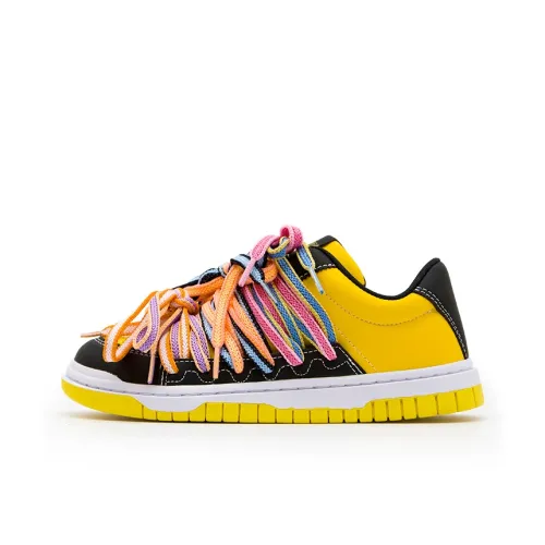 YIBONI Coverage Anti Slip And Wear Resistant Low Top Skateboard Shoes Unisex Yellow Black