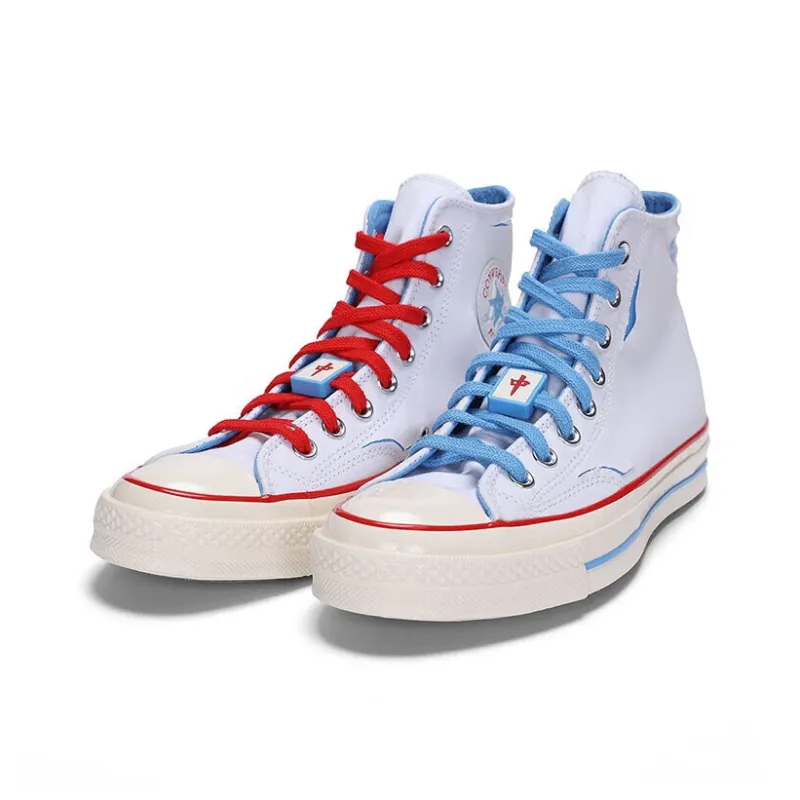 Converse CHUCK TAYLOR Anti Slip Wear Resistant High Top Canvas Shoes Unisex White Blue-2