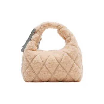 Burberry Shearling Shoulder Bag Crossbody Bag Handbag Mini Women's Peach Pink