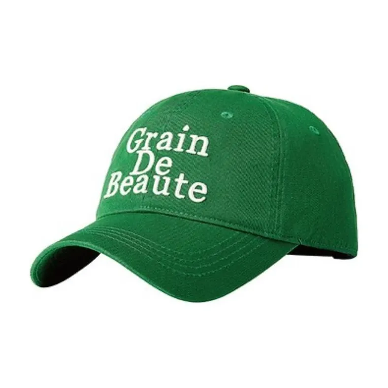 GRAIN DE BEAUTE Cotton Fabric Baseball Caps Unisex Green-0