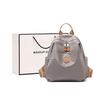 MAKEUP KITTEN Nylon Fabric Backpack Unisex Black/Khaki