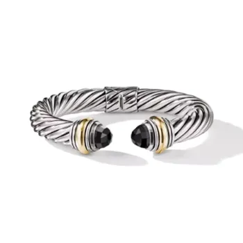 David Yurman 14kt Yellow Gold And Sterling Silver Cable Classics Color Onyx Bracelet