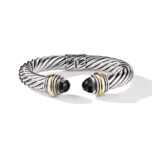 David Yurman 14kt Yellow Gold And Sterling Silver Cable Classics Color Onyx Bracelet