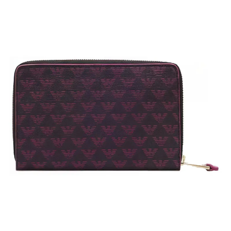 EMPORIO ARMANI Leather Wallet Clutch Women's Black & Fuchsia-3