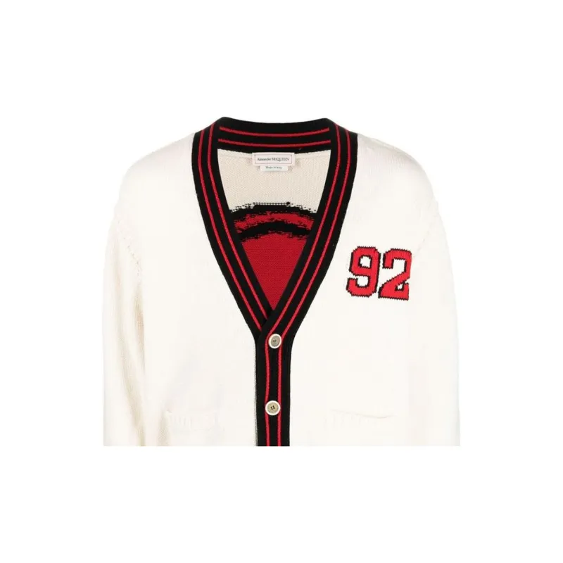 Alexander McQueen Skull Intarsia V Neck Cardigan-4