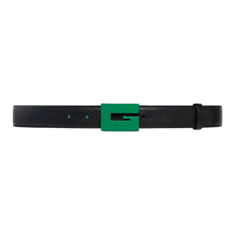GUCCI Cow Leather Belts Men's Green/Black Width 3CM-0