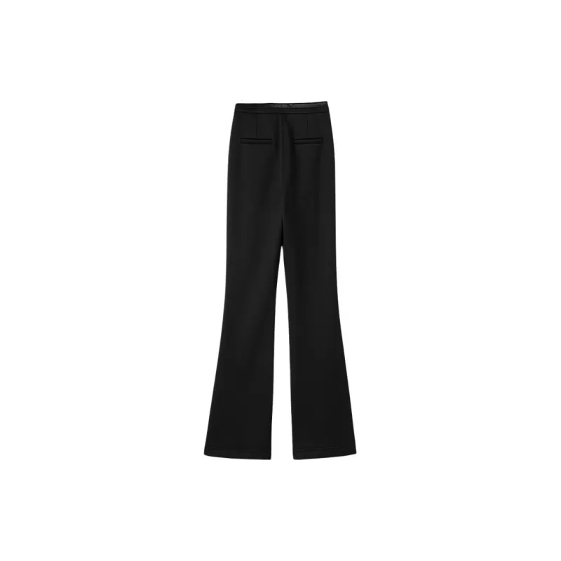 Late White Casual Pants Women's Black-3