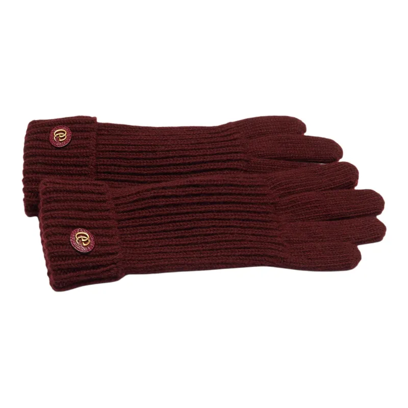 GUCCI Wool Knit Gloves Women's Red-1