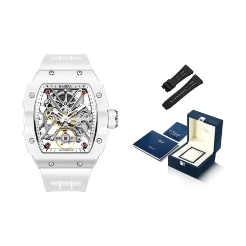 HaofaTourbillon Mechanical Movement Rubber Strap Watch Men's Watches Cut Out Dial