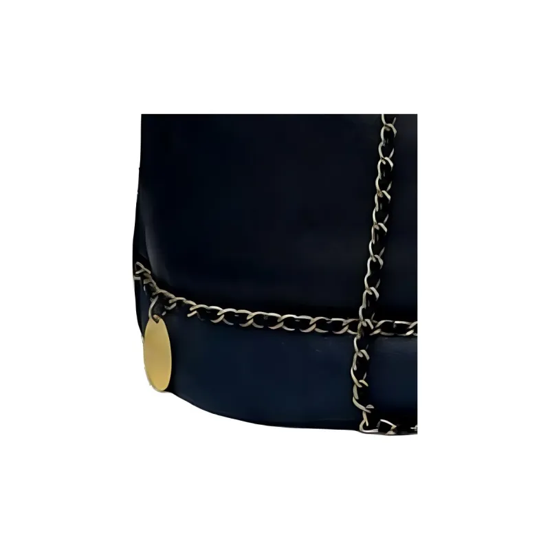CHANEL Lambskin And Grained Cowhide Bucket Bag Women's Black-3