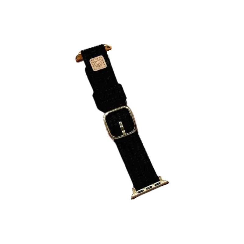 Warbler Dew Compatible With Apple Watch Apple Watch Band S9/S8/SE/7/6/5/4/3 Apple Bear Corduroy Leather Strap-3
