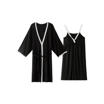 XIAFENYAN Nightgown Set Women's Black
