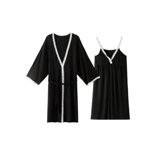 XIAFENYAN Nightgown Set Women's Black