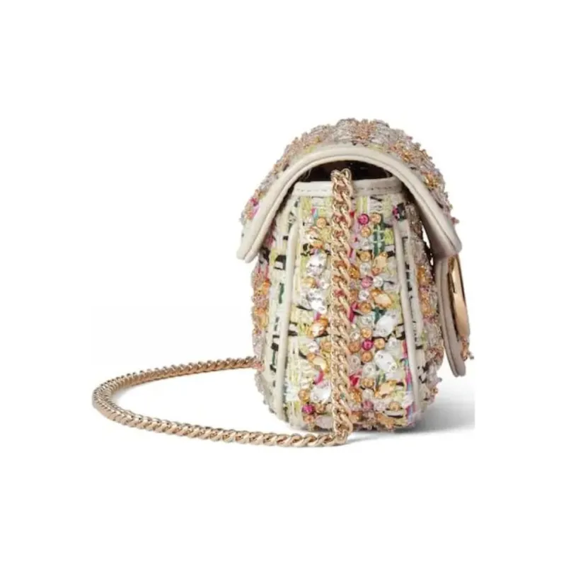 GUCCI GG Marmont Wool Crossbody Bag Shoulder Bag Extra Mini Women's Ivory Multicolor-2