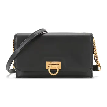 FERRAGAMO GANCINI Cow Leather Crossbody Bag, Shoulder Bag Mini Women's Black