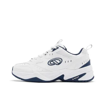 QIAODAN Wear Resistant Cushioning Slip Resistant Low Top Badminton Shoes Women's White Graphite Blue