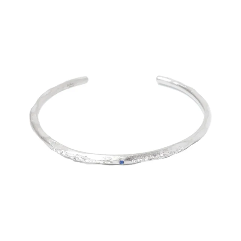 M.Wong 925 Sterling Silver Adjustable Opening Thin Bangle Unisex-1