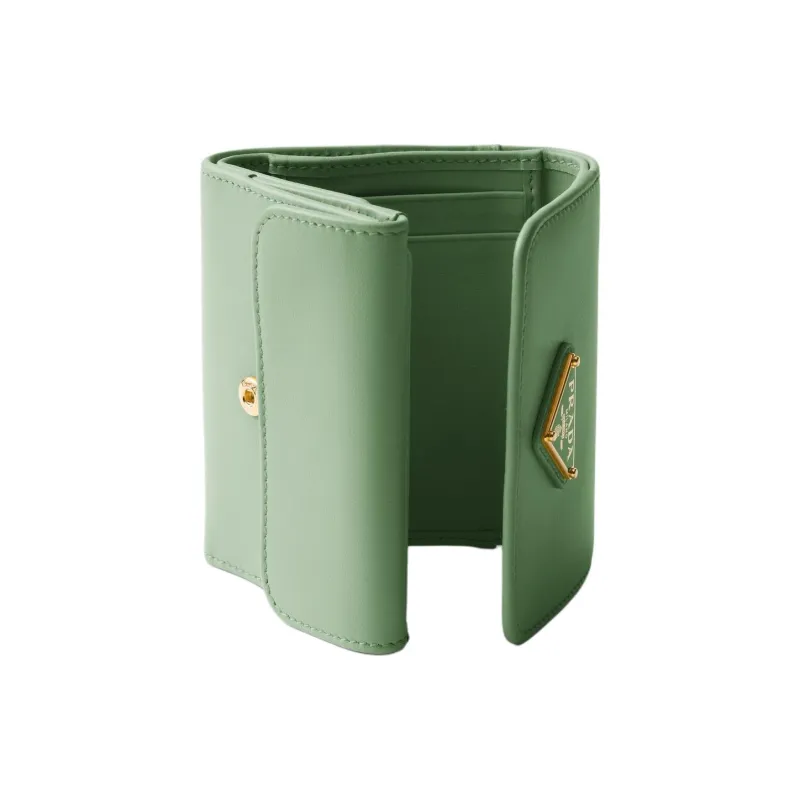 PRADA Leather Wallet Women's Light Green-2
