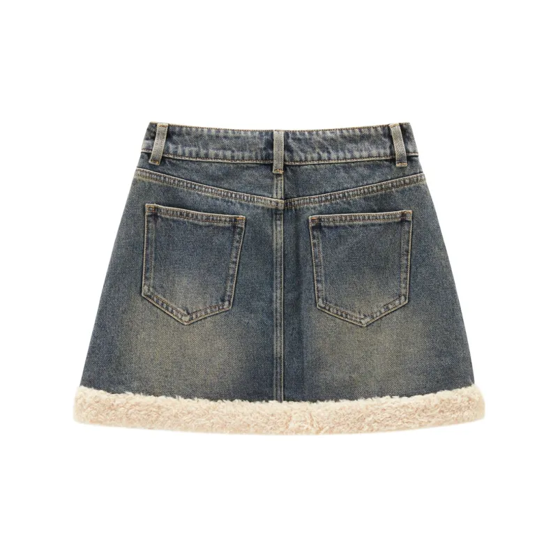 LEDIN Denim Short Skirts Women's Faded Denim Blue-1