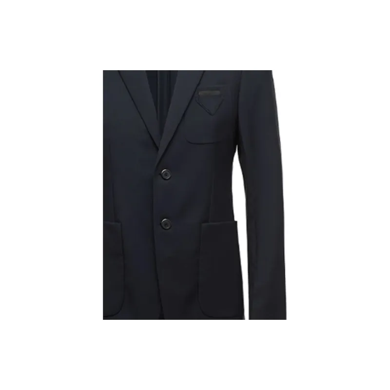 PRADA Single Breasted Logo Patch Blazer-3