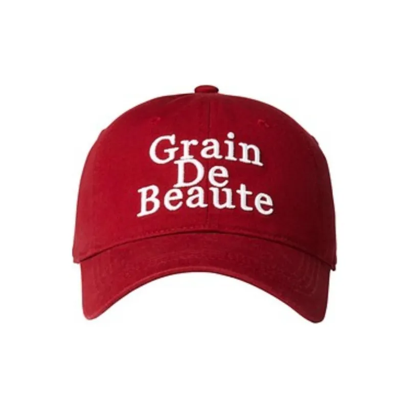 GRAIN DE BEAUTE Cotton Fabric Baseball Caps Unisex Red-1