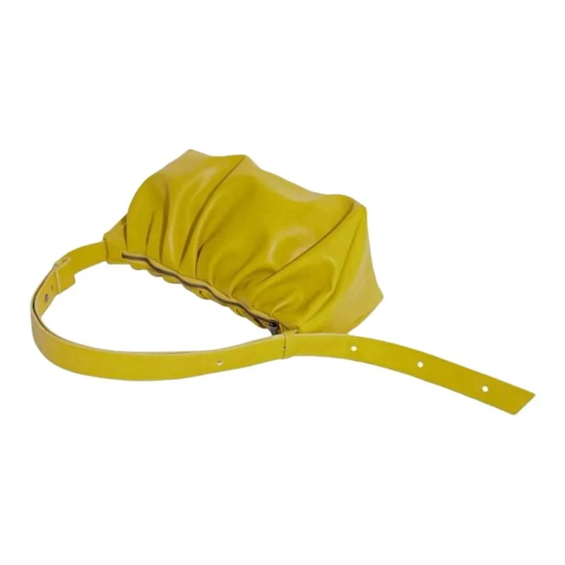 ALICE MARTHA Leather Bonded Polyester Portable Crossbody Bag Shoulder Bag Women's Deep Yellow-2