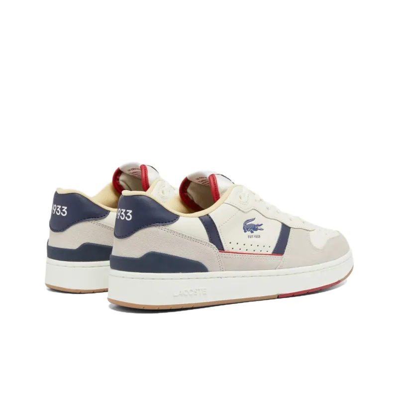 LACOSTE T Clip Low Top Skateboard Shoes Men's Beige Blue Red-2