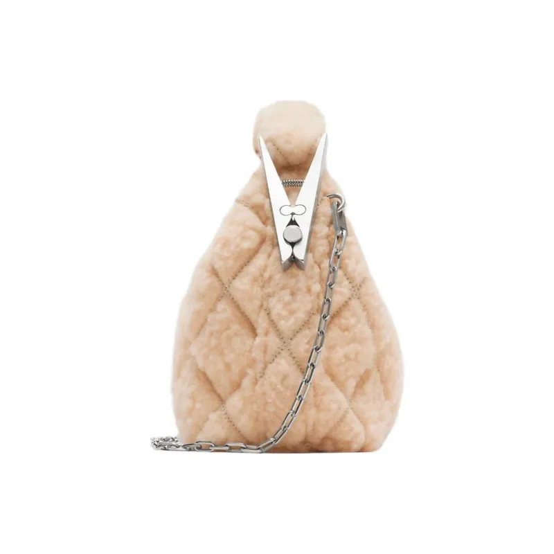 Burberry Shearling Shoulder Bag Crossbody Bag Handbag Mini Women's Peach Pink-1