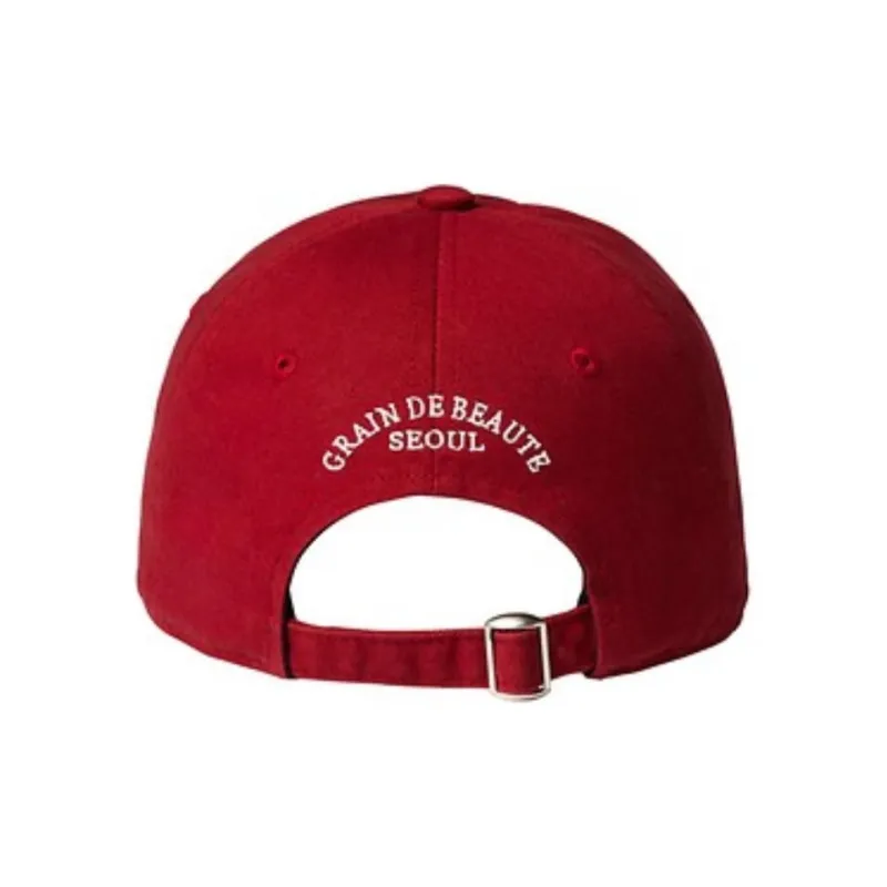 GRAIN DE BEAUTE Cotton Fabric Baseball Caps Unisex Red-3