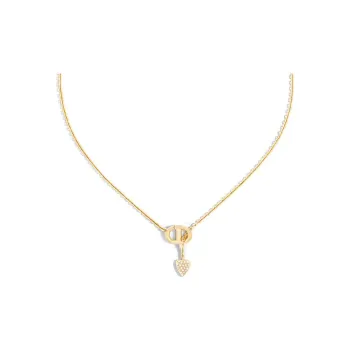 DIOR Faux Crystal Necklaces Women's Gold