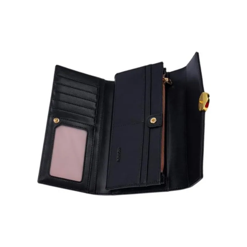 HONGU Split Cow Leather Wallet Regular Women's Pitch Black/Ecru-4