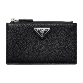 PRADA Leather Card Holder Men's Black