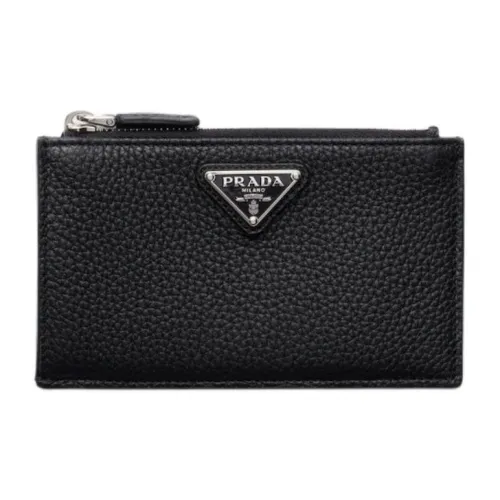 PRADA Leather Card Holder Men's Black