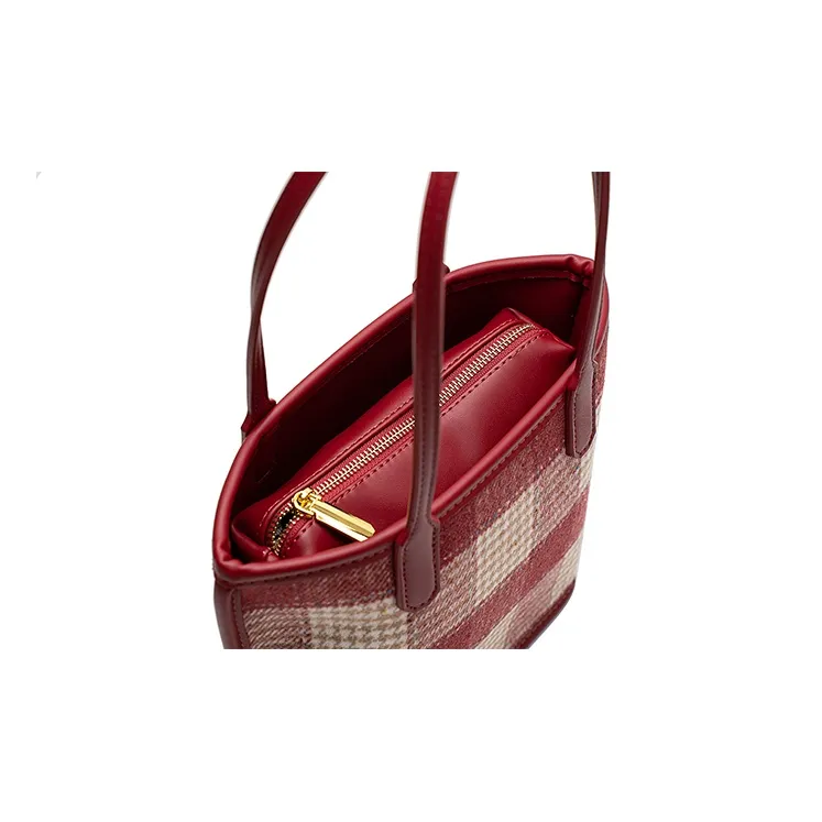 Vigno Synthetic Leather Bucket Bag, Handbag, Shoulder Bag Regular Women's White/Red-20