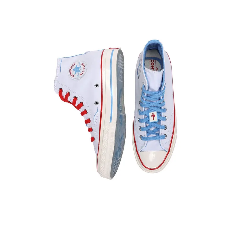 Converse CHUCK TAYLOR Anti Slip Wear Resistant High Top Canvas Shoes Unisex White Blue-3