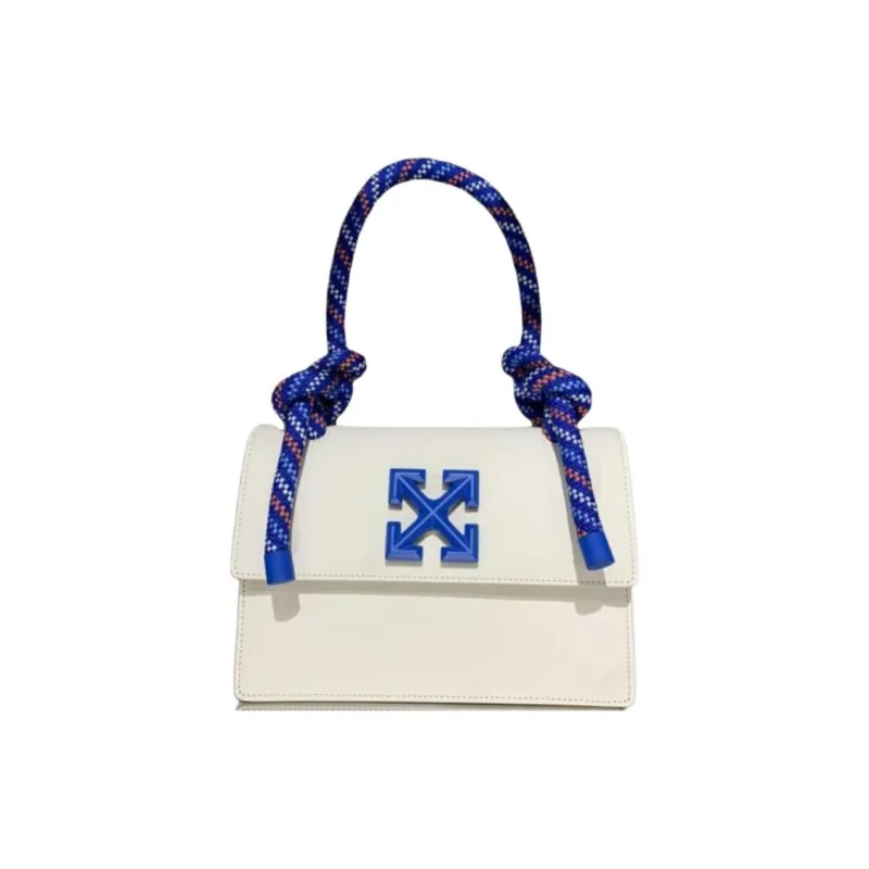 OFF-WHITE Leather Shoulder Bag Crossbody Bag Handbag Women's White/Blue-1