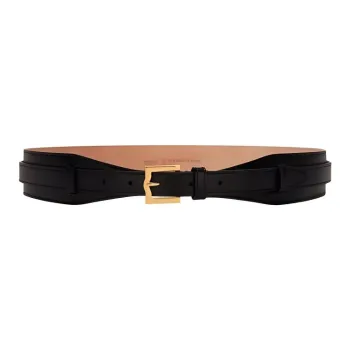 BALLY Cow Leather Leather Belts Women's Black Width 4.5cm
