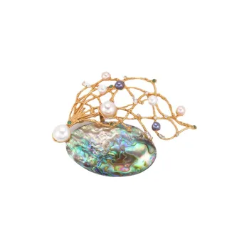 Marco Bizzarri Gold High End Women's Pearl Floral Anti Flash Pin Unique Design Accessories Women's