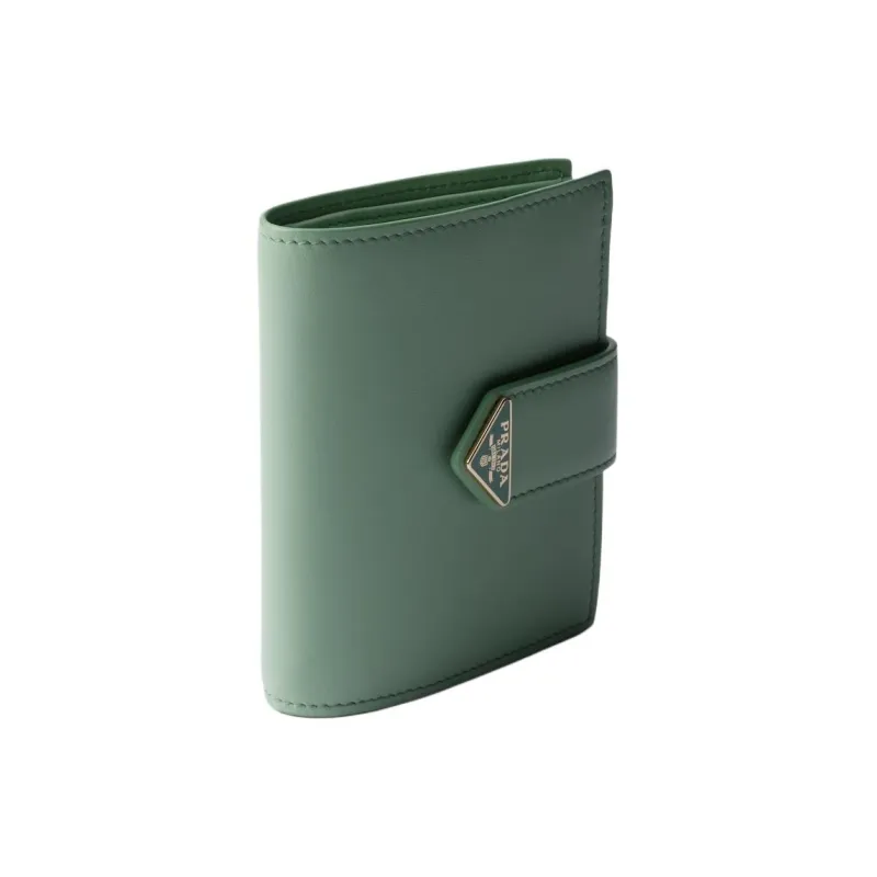 PRADA Cow Leather Wallet Small Size Women's Light Green-1