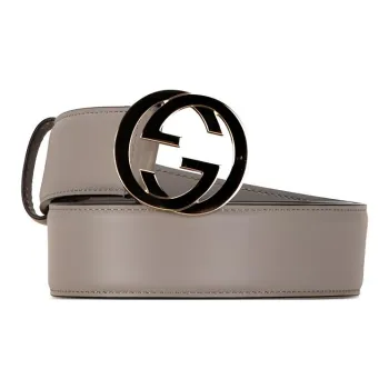 GUCCI Leather Leather Belts Men's Gray Width: 3.5cm