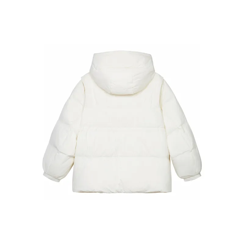 PAZZO Korean Style Hooded Mid Length Casual Loose Fit Thickened Cinched Waist Down Jacket Women's-1