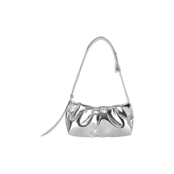 ALICE MARTHA Pure Vegan Leather Crossbody Bag Shoulder Bag Mini Women's Silver